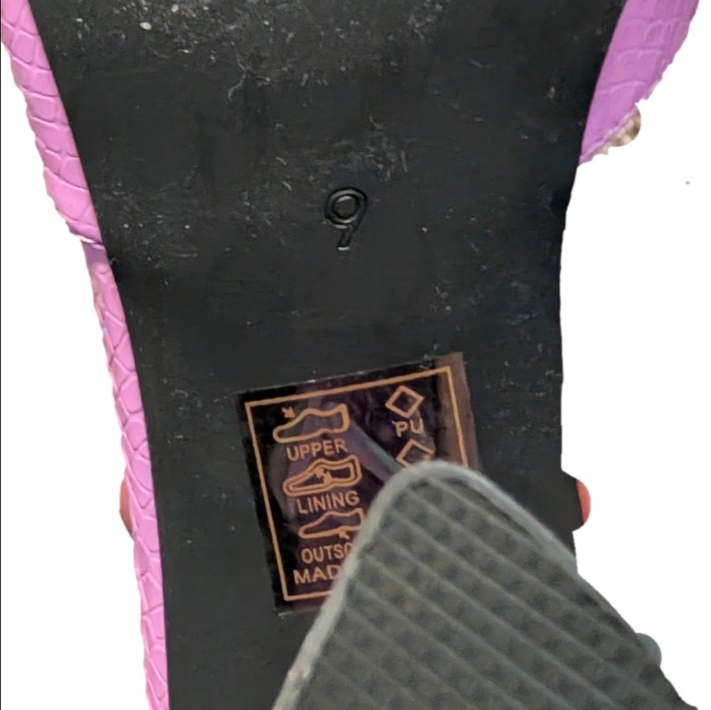 Azalea Wang Lilac Snakeskin Square Toe Block Heel Mules Size 9 - Picture 7 of 7